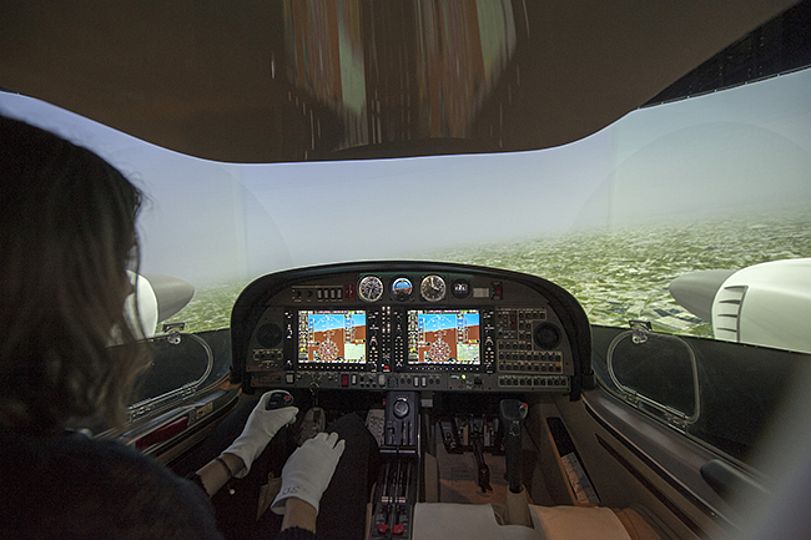 Flugsimulator in Betrieb.